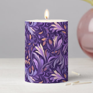 Boho purple foliage pillar candle