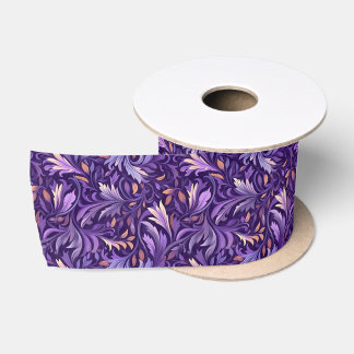 Boho purple foliage satin ribbon