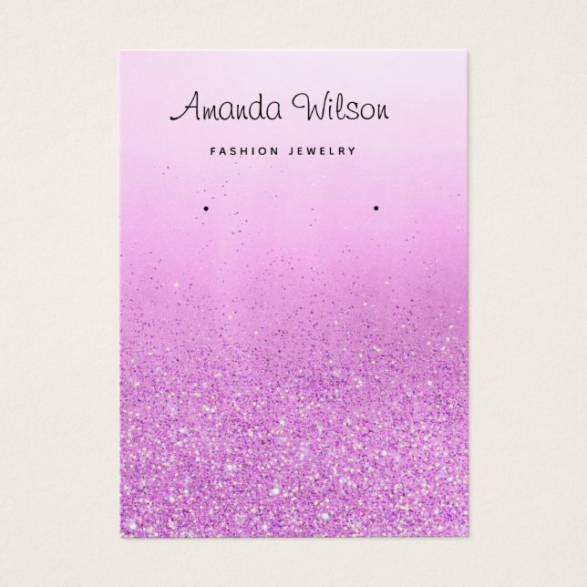 Boho Purple glitter jewelry earring display card  (Front)
