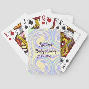 Boho purple green baby shower marble rustic modern poker cards