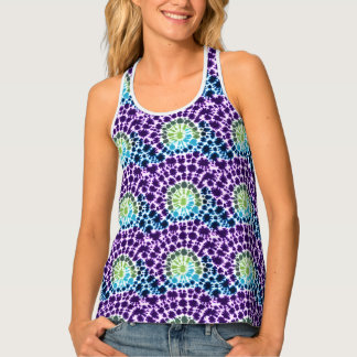 Boho Purple Green Turquoise Tie-Dye Pattern Tank Top