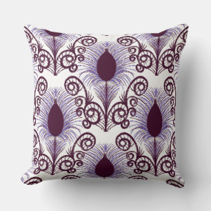 Boho Purple Jewel Tone Peacock Feather Throw Pillow
