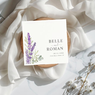 Boho Purple Lavender Watercolor Wedding  Napkins