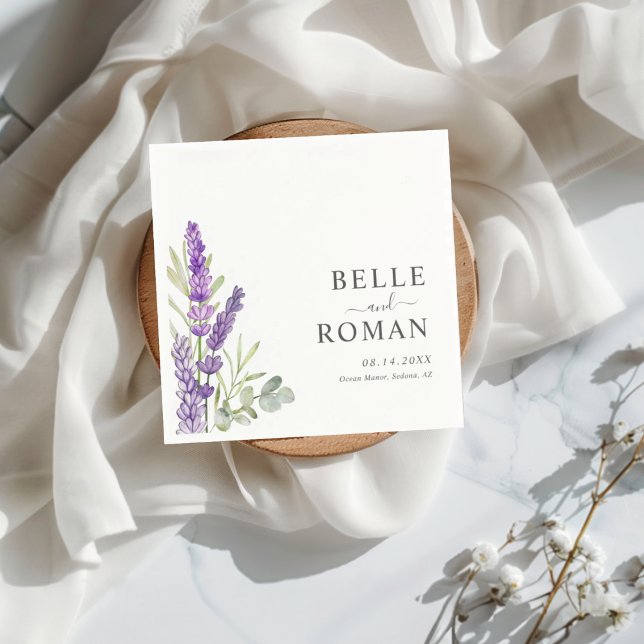 Boho Purple Lavender Watercolor Wedding  Napkins (Creator Uploaded)