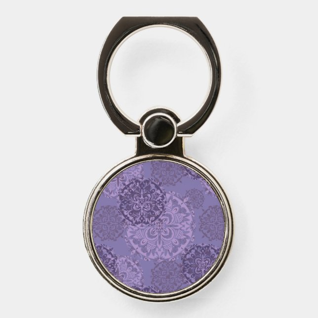 Boho Purple Mandalas Phone Ring Stand (Front)