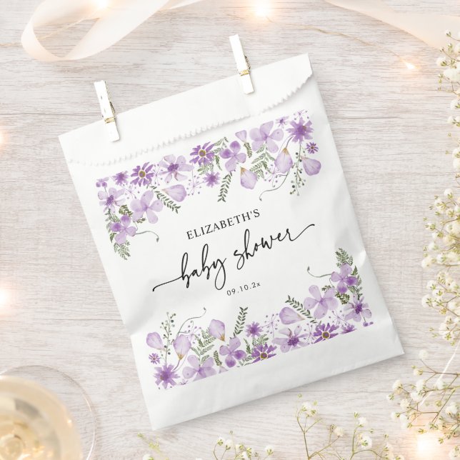 Boho Purple Neutral Baby Shower Favor Bag (Clipped)