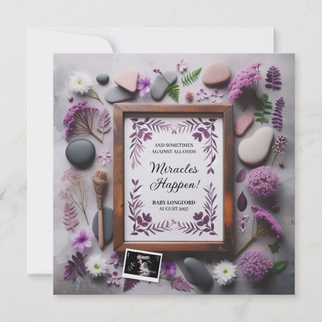 Boho Purple Pregnancy Announcement Digital (Front)