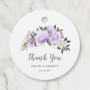 Boho Purple Rose Floral Wedding Thank You Favor Favor Tags