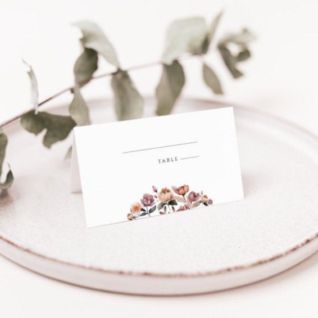 Boho Purple Rose Folded Wedding Place Card (Creator Uploaded)