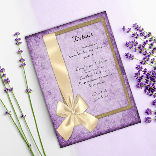 Boho Purple Rustic Wedding Details  Enclosure Card