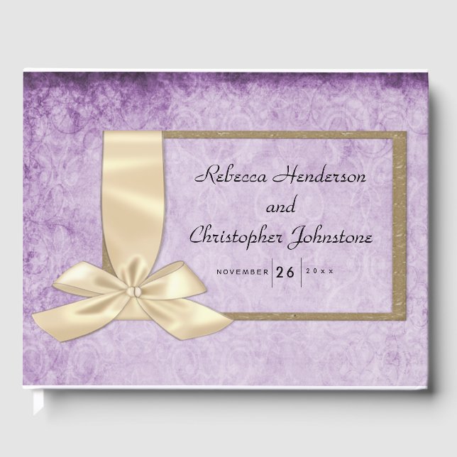 Boho Purple Rustic Wedding  Guest Book (Front)