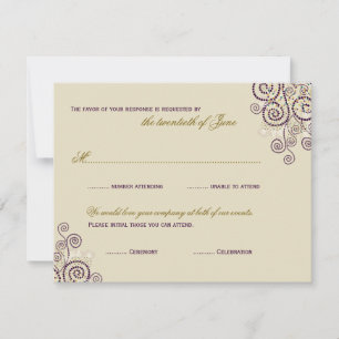 Boho Purple Spirals Bar / Bat Mitzvah RSVP Card