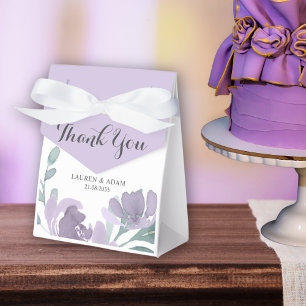 Boho Purple Watercolor Floral Wedding Favor Boxes