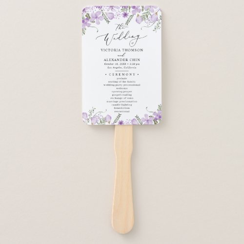 Boho Purple Wedding Program Hand Fan