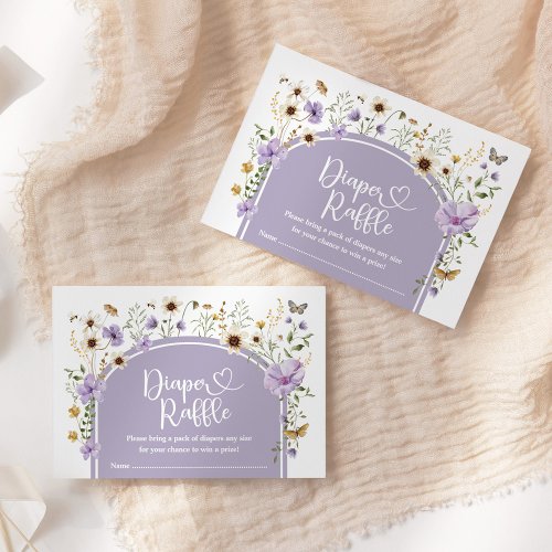 Boho Purple Wildflower Diaper Raffle Baby Girl Enclosure Card