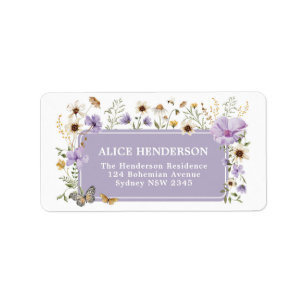Boho Purple Wildflower Garden Party Return Address Label
