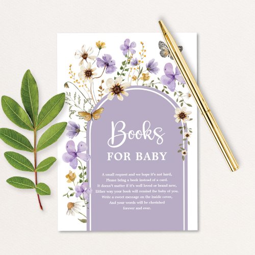 Boho Purple Wildflower Meadow Books for Baby Enclosure Card