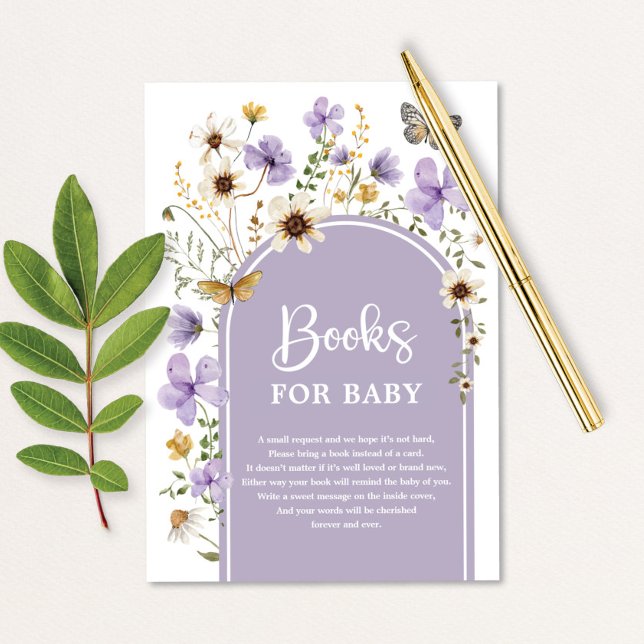 Boho Purple Wildflower Meadow Books for Baby Enclosure Card (Creator Uploaded)