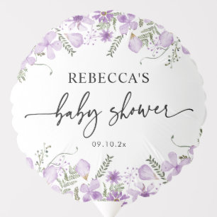 Boho Purple Wildflowers Baby Shower Balloon