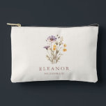 Boho Purple Wildflowers Bridesmaid Name Custom Accessory Pouch<br><div class="desc">Simple Light Purple Wildflowers Floral Boho Bridal Shower Custom Bridal Party Favor Accessory Pouch</div>