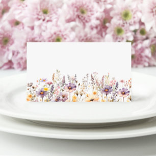 Boho Purple Wildflowers Wedding Place Card