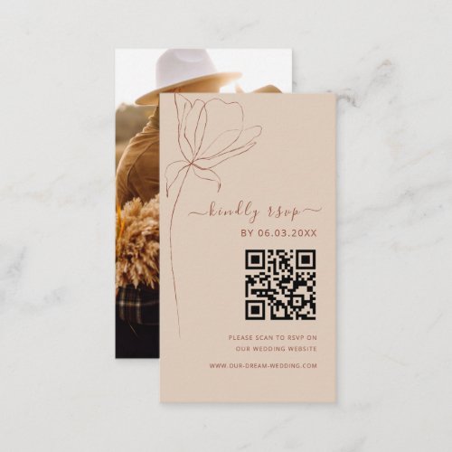 Boho QR Code Minimalist RSVP Wedding Website Enclosure Card