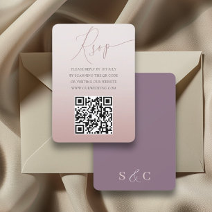 Boho QR Code Rose Gold Simple RSVP Wedding Card