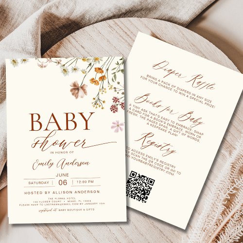Wildflower Floral or wildflower baby shower invitation
