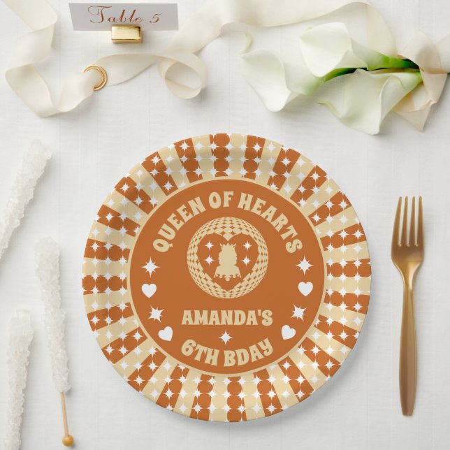 Boho Queen Of Hearts Birthday Party Paper Plates (Wedding)