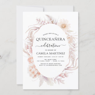 Boho Quinceañera Dusty Pink15th Birthday Invitatio Invitation