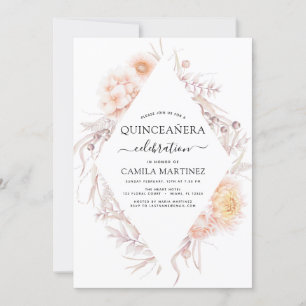 Boho Quinceañera Dusty Pink15th Birthday Invitation