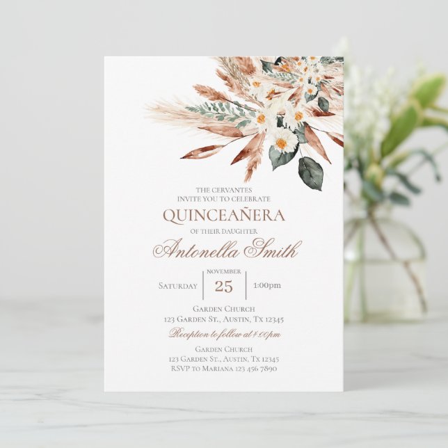 Boho Quinceanera Invitation (Standing Front)