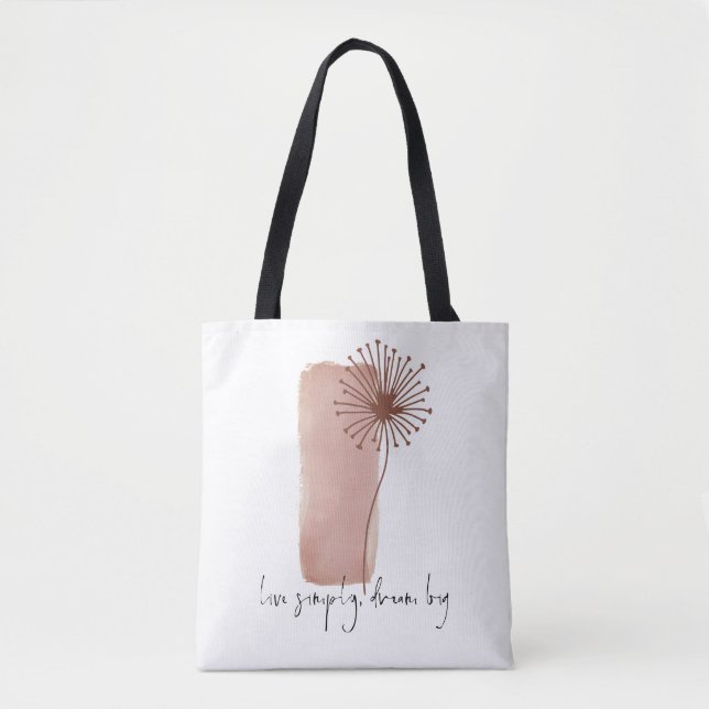 Boho Quote Live Simply Dream Big Simple Flower Tote Bag (Front)