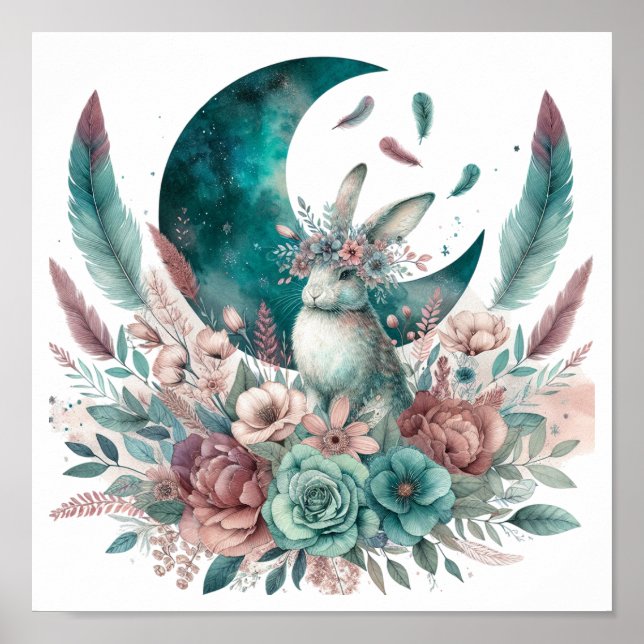 Boho Rabbit Baby Room Art decor (Front)