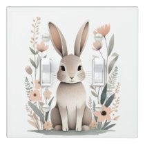Boho Rabbit Flowers Nursery Kids Room Light Switch Cover