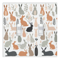 Boho Rabbits Nursery Kids Room Light Switch Cover