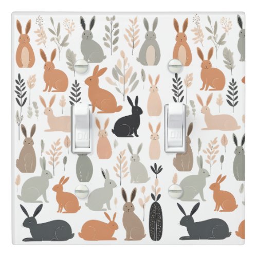 Boho Rabbits Nursery Kids Room Light Switch Cover