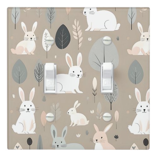 Boho Rabbits Nursery Kids Room Light Switch Cover