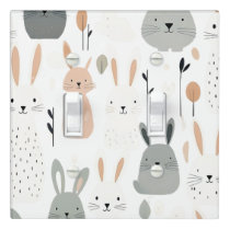 Boho Rabbits Nursery Kids Room Light Switch Cover
