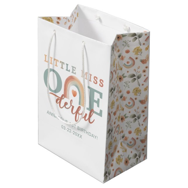 Boho Rainbow 1st Birthday Gift Bag – Watercolor Ea (Back Angled)