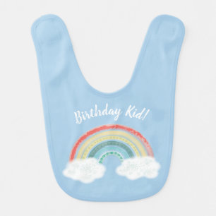 Boho Rainbow 1st Birthday Party Blue Boy Kids Baby Bib