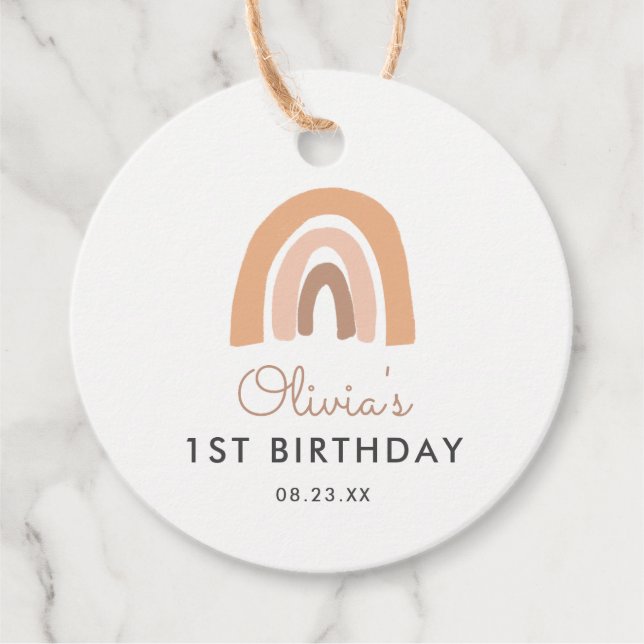 Boho Rainbow 1st Birthday Thank You Favor Tags (Front)