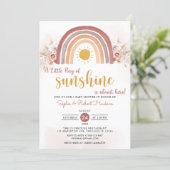 Boho Rainbow A Little Ray of Sunshine Baby Shower Invitation (Standing Front)