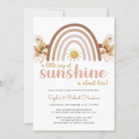 Boho Rainbow A Little Ray of Sunshine Baby Shower Invitation