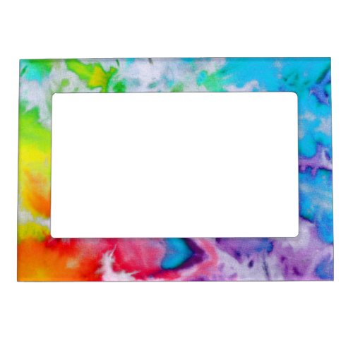 Boho Rainbow Abstract Batik Watercolor Tie Dye Art Magnetic Frame
