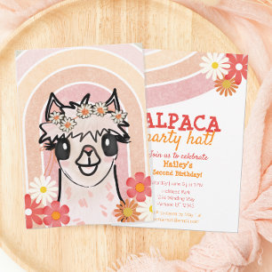 Boho Rainbow Alpaca Birthday Invitation