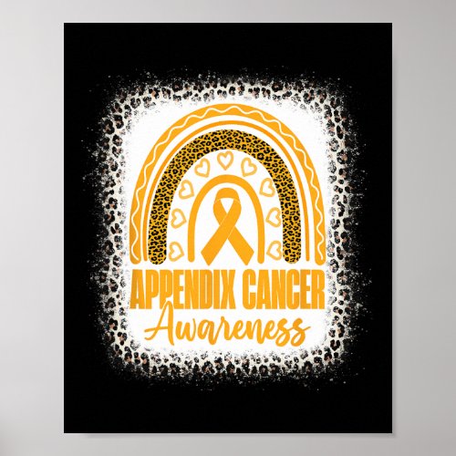 Boho Rainbow Amber Ribbon Leopard Appendix Cancer  Poster