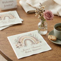 Boho Rainbow And Flowers Baby Shower