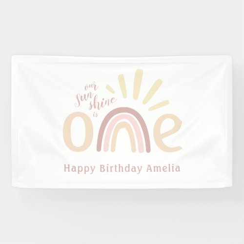 Boho Rainbow and Sunshine 1st Birthday Banner