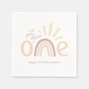 Boho Rainbow and Sunshine 1st Birthday Napkins
